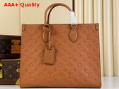 Louis Vuitton Onthego MM Tote in Cognac Monogram Empreinte Leather Replica