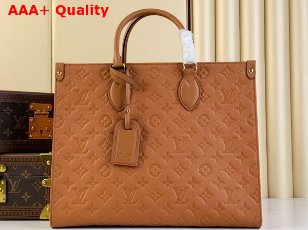 Louis Vuitton Onthego MM Tote in Cognac Monogram Empreinte Leather Replica