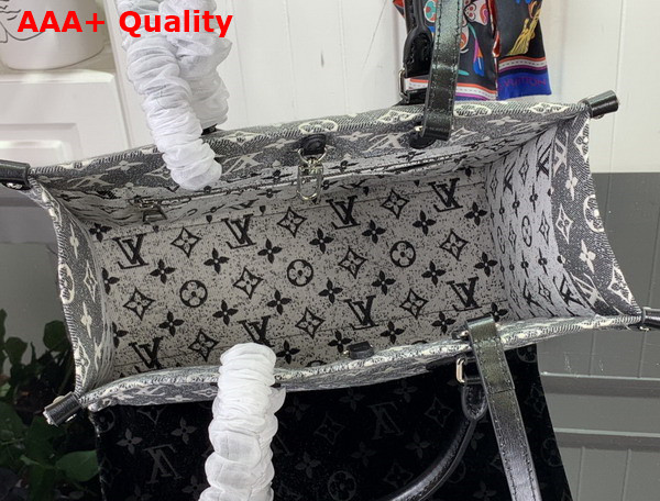 Louis Vuitton Onthego MM Tote in Gray Monogram Jacquard Denim M46448 Replica