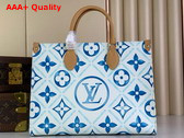 Louis Vuitton Onthego MM Tote in Lagoon Blue Monogram Tiles Coated Canvas M11262 Replica