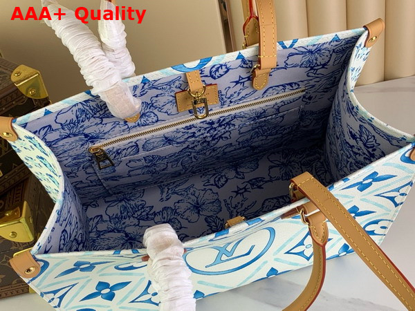 Louis Vuitton Onthego MM Tote in Lagoon Blue Monogram Tiles Coated Canvas M11262 Replica