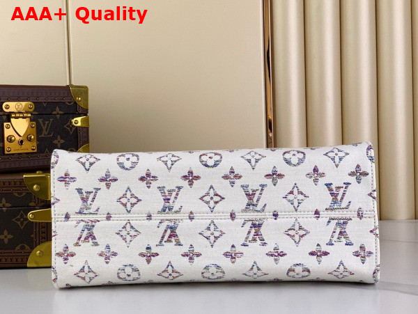 Louis Vuitton Onthego MM in Multicolor Beige Monogram Jacquard Fabric M24708 Replica