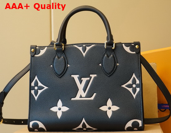 Louis Vuitton Onthego PM Black Beige Bicolor Monogram Empreinte Leather M45659 Replica