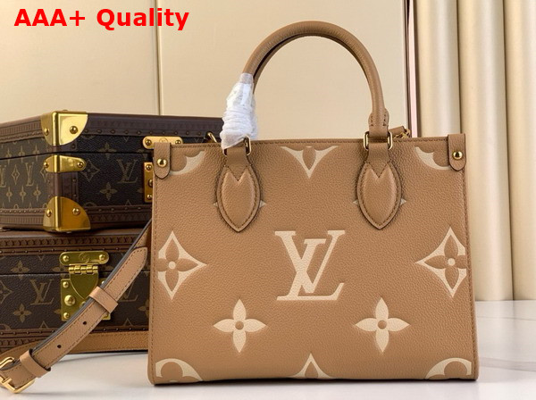 Louis Vuitton Onthego PM Tote Arizona Cream Bicolor Monogram Empreinte Leather M12513 Replica