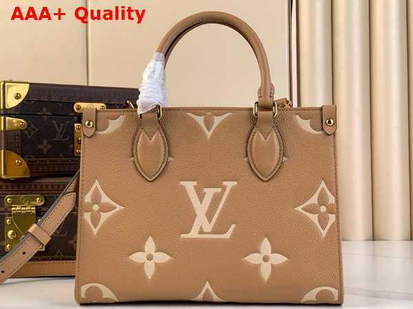 Louis Vuitton Onthego PM Tote Arizona Cream Bicolor Monogram Empreinte Leather M12513 Replica