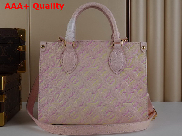 Louis Vuitton Onthego PM Tote Bag Pink Sprayed and Embossed Grained Cowhide Leather M46168 Replica