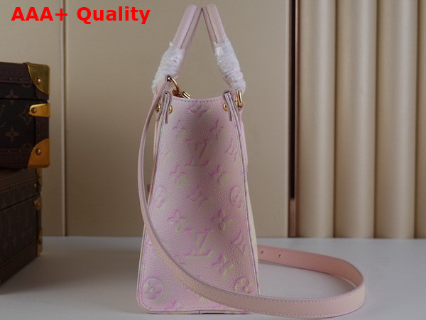 Louis Vuitton Onthego PM Tote Bag Pink Sprayed and Embossed Grained Cowhide Leather M46168 Replica