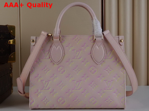 Louis Vuitton Onthego PM Tote Bag Pink Sprayed and Embossed Grained Cowhide Leather M46168 Replica