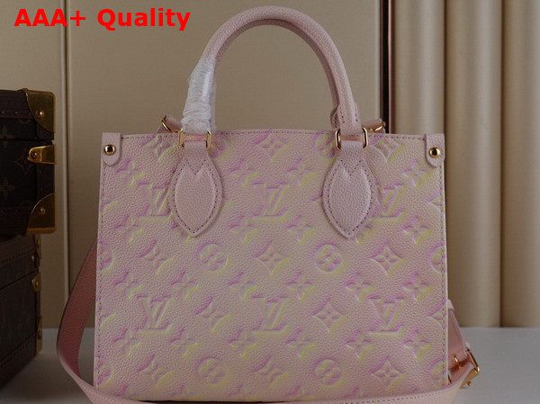 Louis Vuitton Onthego PM Tote Bag Pink Sprayed and Embossed Grained Cowhide Leather M46168 Replica