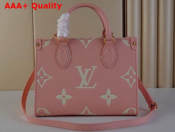 Louis Vuitton Onthego PM Tote Bag Trianon Pink Cream Embossed Grained Cowhide Leather Replica