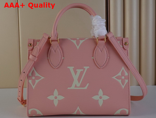 Louis Vuitton Onthego PM Tote Bag Trianon Pink Cream Embossed Grained Cowhide Leather Replica