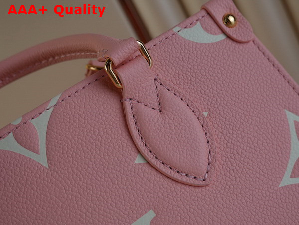 Louis Vuitton Onthego PM Tote Bag Trianon Pink Cream Embossed Grained Cowhide Leather Replica