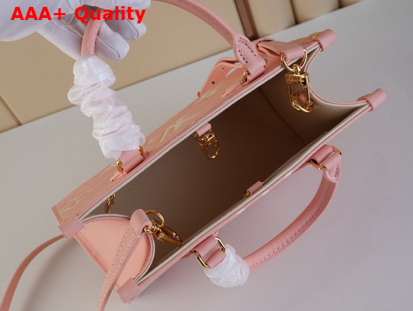 Louis Vuitton Onthego PM Tote Bag Trianon Pink Cream Embossed Grained Cowhide Leather Replica