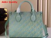 Louis Vuitton Onthego PM Tote Bag Vert Deau Green Sprayed and Embossed Grained Cowhide Leather Replica