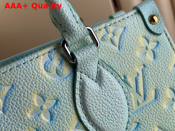 Louis Vuitton Onthego PM Tote Bag Vert Deau Green Sprayed and Embossed Grained Cowhide Leather Replica