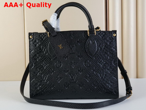 Louis Vuitton Onthego PM Tote Bag in Black Monogram Empreinte Python Leather N81295 Replica