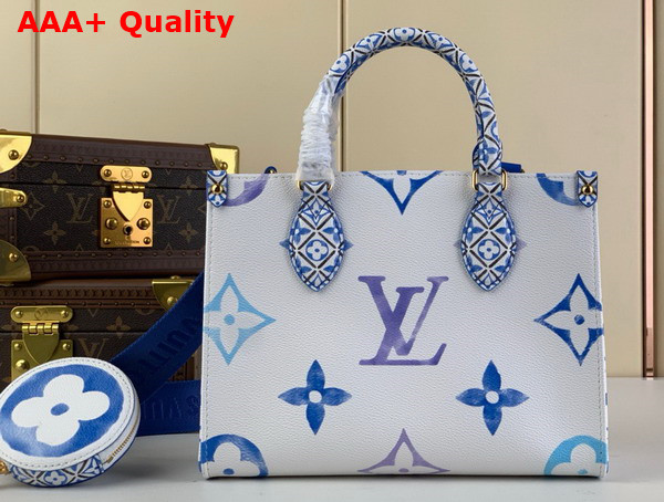 Louis Vuitton Onthego PM Tote in Blue Monogram Coated Canvas Replica