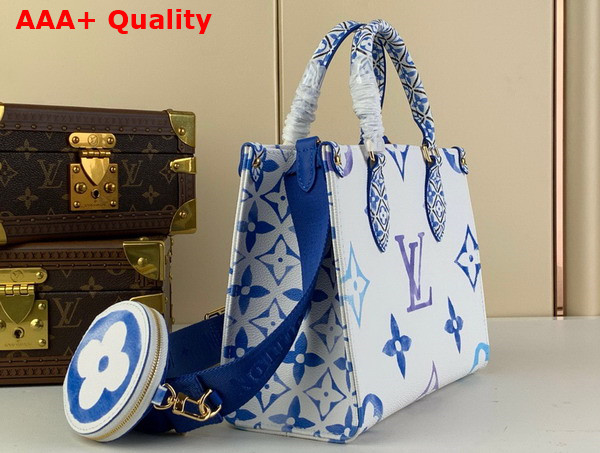 Louis Vuitton Onthego PM Tote in Blue Monogram Coated Canvas Replica