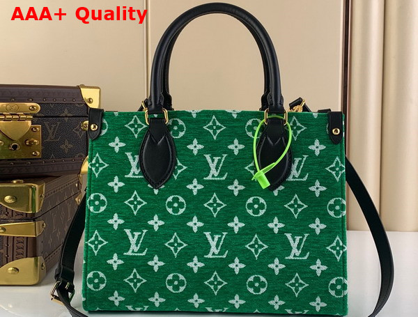 Louis Vuitton Onthego PM Tote in Green Monogram Jacquard Velvet M46216 Replica