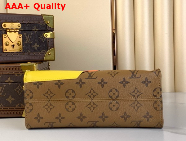 Louis Vuitton Onthego PM Tote in Monogram Reverse Coated Canvas with Calfskin Patch M47199 Replica