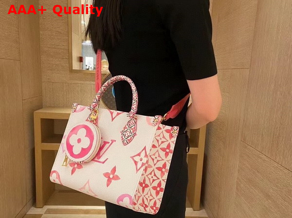 Louis Vuitton Onthego PM Tote in Pink Monogram Coated Canvas M22976 Replica