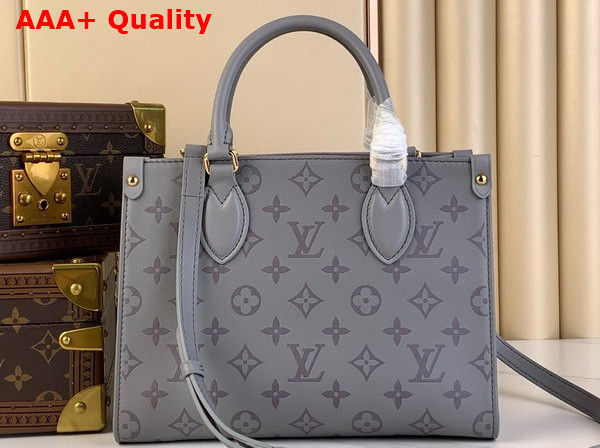 Louis Vuitton Onthego PM Tote in Trianon Gray Monogram Ink Leather Replica