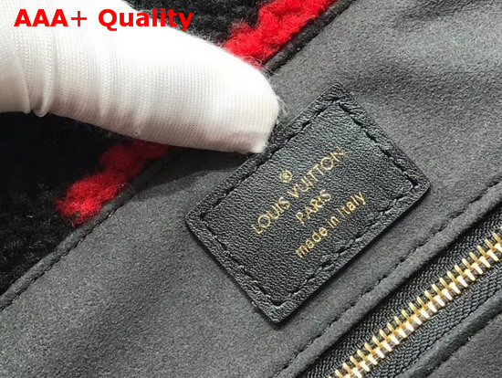 Louis Vuitton Onthego Tote Bag Bag in Black and Coquelicot Red Shearling M55421 Replica