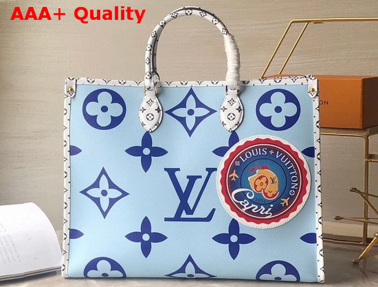 Louis Vuitton Onthego Tote Bag Light Blue and Blue Monogram Canvas Replica