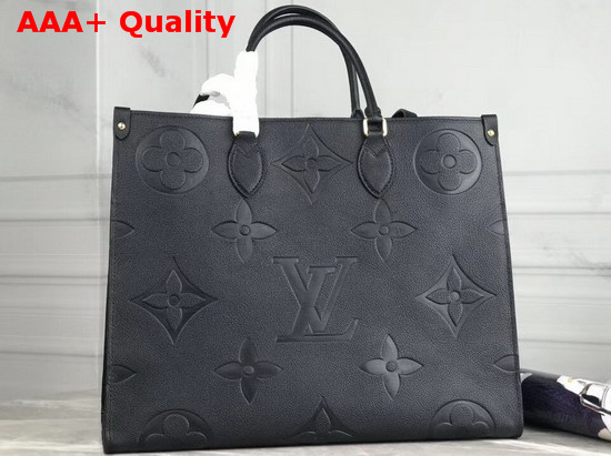 Louis Vuitton Onthego Tote Bag in Black Taurillon Monogram Leather Replica