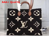 Louis Vuitton Onthego Tote Bag in Brown and Creme Beige Shearling M55420 Replica