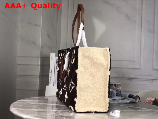 Louis Vuitton Onthego Tote Bag in Brown and Creme Beige Shearling M55420 Replica