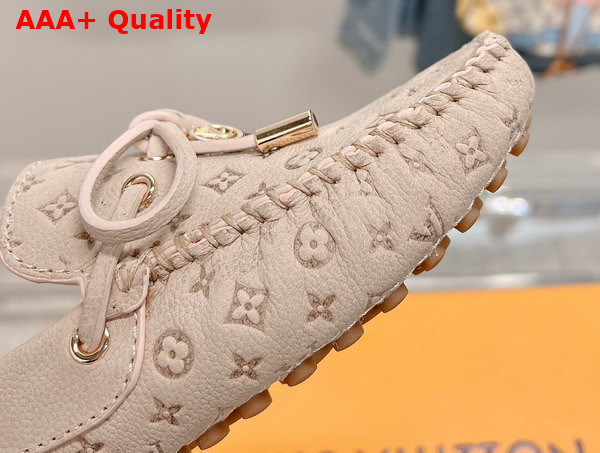 Louis Vuitton Open Back Gloria Loafer in Beige Monogram Embossed Calf Leather Replica