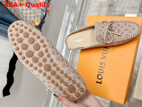 Louis Vuitton Open Back Gloria Loafer in Beige Monogram Embossed Calf Leather Replica