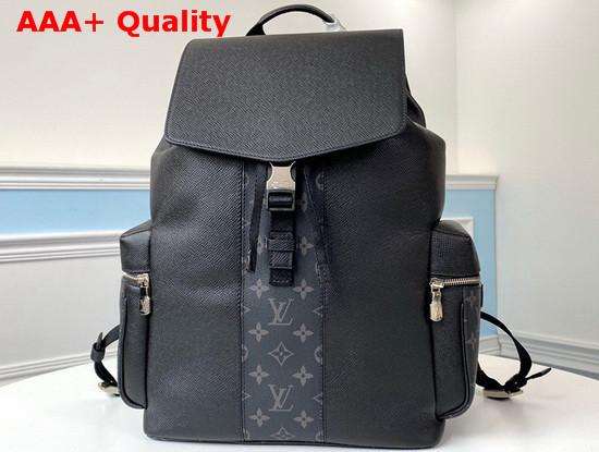 Louis Vuitton Outdoor Backpack Black Taiga Leather with Monogram Eclipse Canvas M30417 Replica