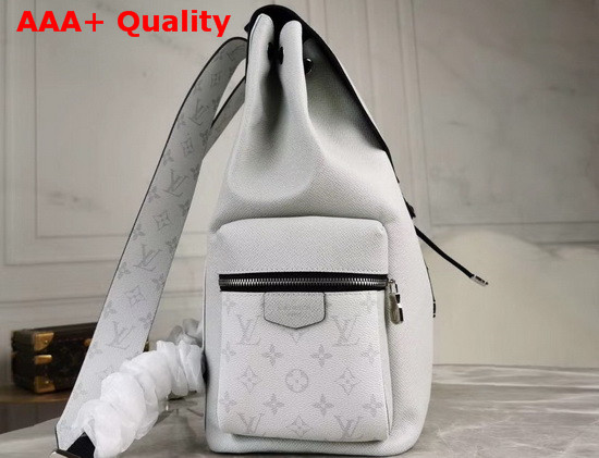 Louis Vuitton Outdoor Backpack in White Taiga Leather with Monogram Eclipse Canvas Replica