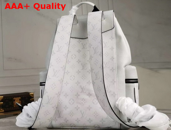 Louis Vuitton Outdoor Backpack in White Taiga Leather with Monogram Eclipse Canvas Replica