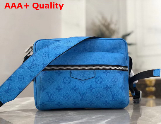 Louis Vuitton Outdoor Messenger Lagoon Blue Taiga Leather with Monogram Eclipse Canvas M30429 Replica