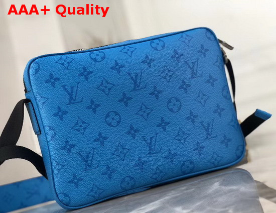 Louis Vuitton Outdoor Messenger Lagoon Blue Taiga Leather with Monogram Eclipse Canvas M30429 Replica