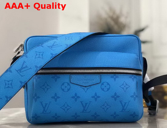 Louis Vuitton Outdoor Messenger Lagoon Blue Taiga Leather with Monogram Eclipse Canvas M30429 Replica