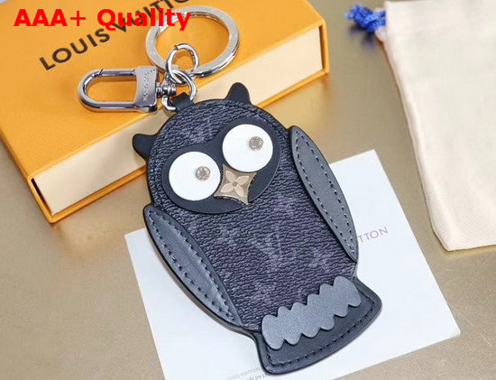 Louis Vuitton Owl Bag Charm and Key Holder Monogram Eclipse Canvas and Calf Leather M69482 Replica