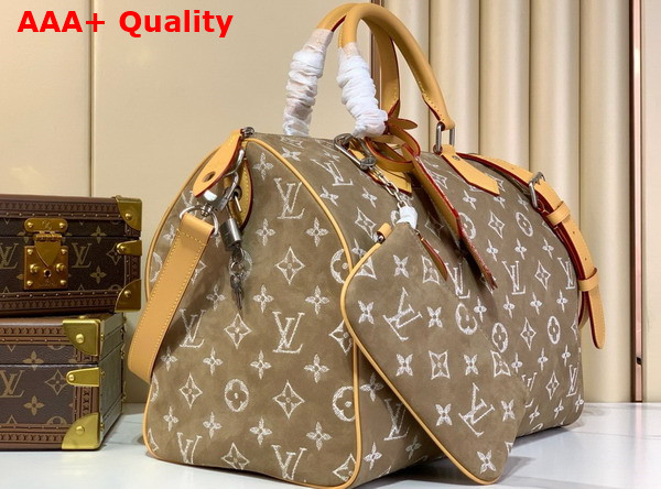 Louis Vuitton Speedy P9 Bandouliere 40 Handbag in Khaki Nubuck Calf Leather Replica