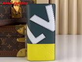 Louis Vuitton PF Brazza Wallet Yellow and Gray Blue Grained Taurillon Leather with White LV Initials M81440 Replica