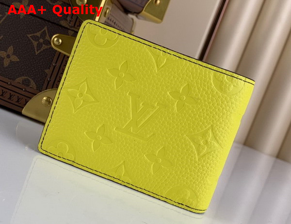 Louis Vuitton PF Slender Yellow Taurillon Cowhide Leather Signed with Cropped LV Initials M81312 Replica