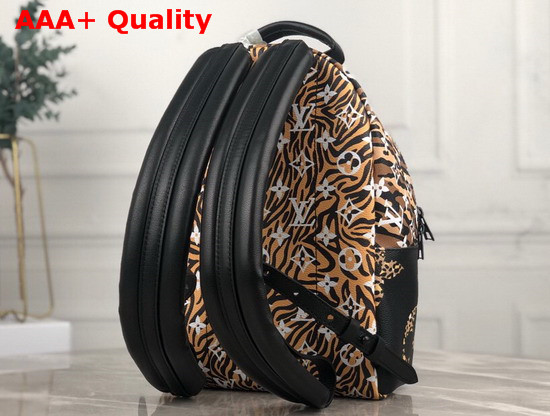 Louis Vuitton Palm Springs Backpack PM Black and Caramel Monogram Motif with Leopard and Zebra Skin Patterns M44718 Replica