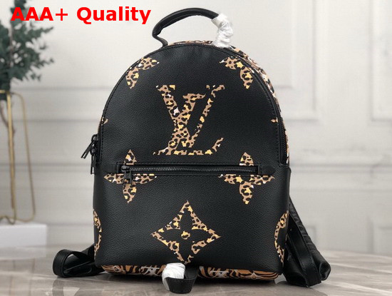 Louis Vuitton Palm Springs Backpack PM Black and Caramel Monogram Motif with Leopard and Zebra Skin Patterns M44718 Replica