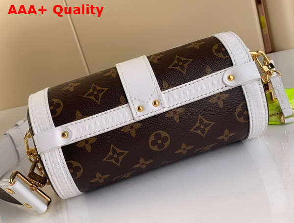 Louis Vuitton Papillon Trunk Handbag Combines Canvas with White Leather Trim M81485 Replica