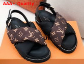 Louis Vuitton Paseo Flat Comfort Sandal Cacao Brown Padded Nylon and Calf Leather 1A8SUA Replica