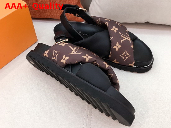 Louis Vuitton Paseo Flat Comfort Sandal Cacao Brown Padded Nylon and Calf Leather 1A8SUA Replica