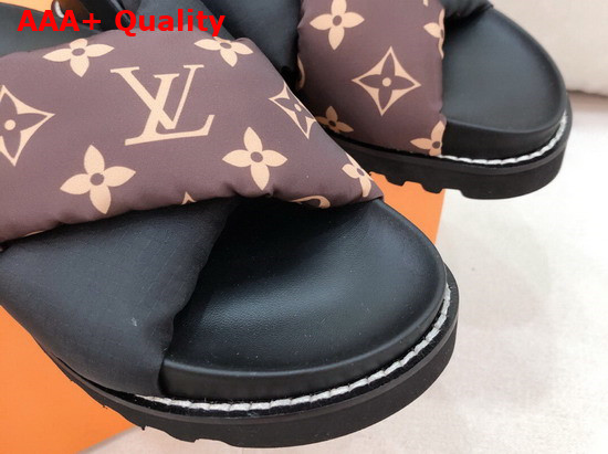 Louis Vuitton Paseo Flat Comfort Sandal Cacao Brown Padded Nylon and Calf Leather 1A8SUA Replica