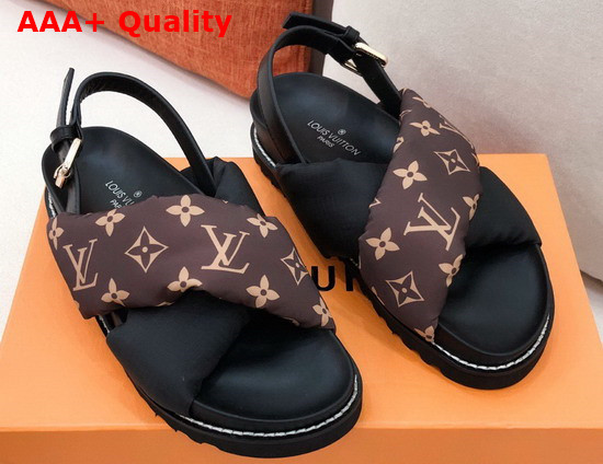 Louis Vuitton Paseo Flat Comfort Sandal Cacao Brown Padded Nylon and Calf Leather 1A8SUA Replica